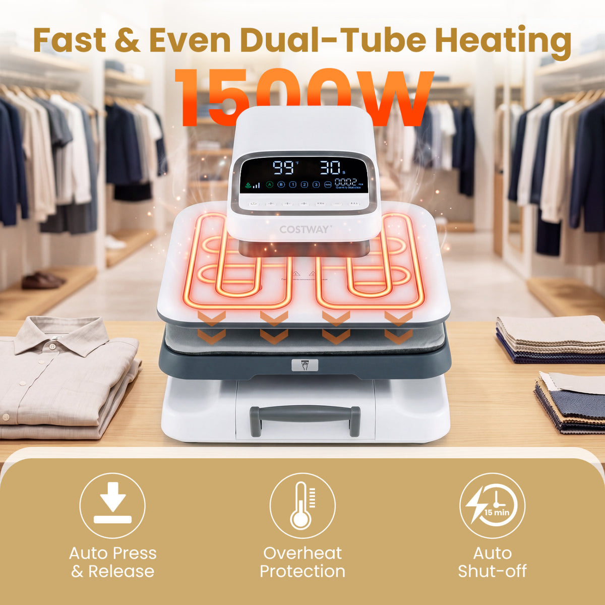 Heat Press Machine with Auto Release for T Shirts-White