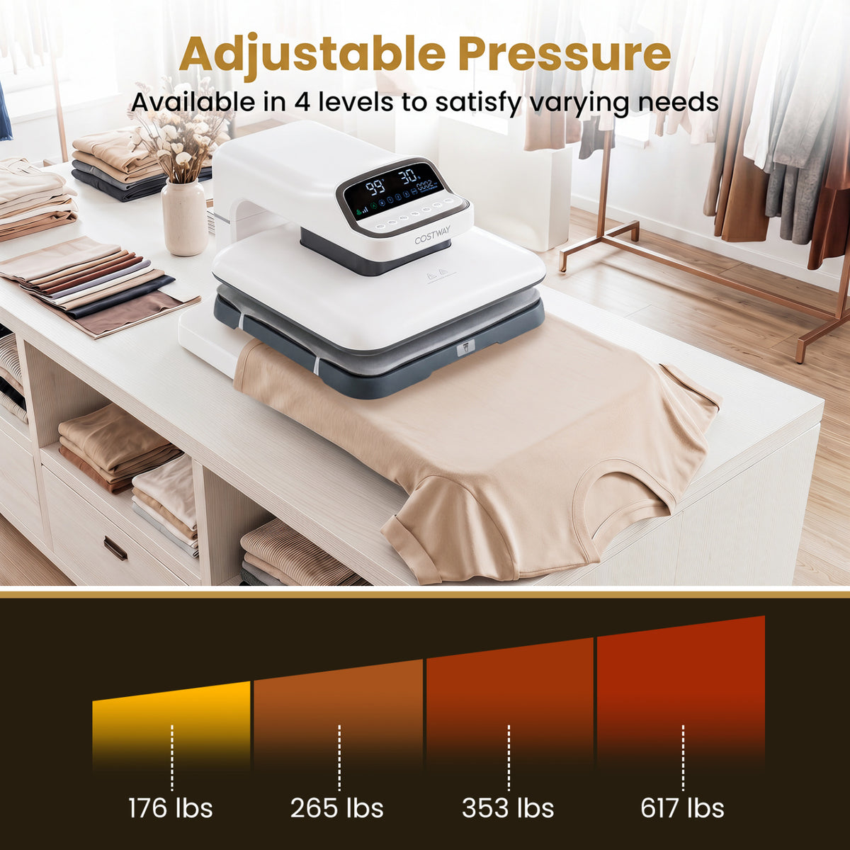 Heat Press Machine with Auto Release for T Shirts-White