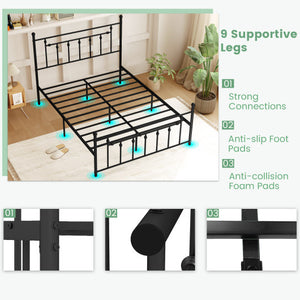 Full/Queen/Twin Size Heavy-duty Metal Bed Frame with Headboard-Queen Size