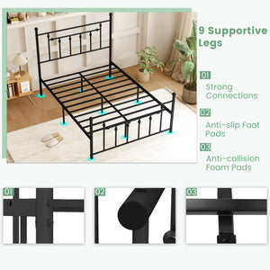 Full/Queen/Twin Size Heavy-duty Metal Bed Frame with Headboard-Full Size