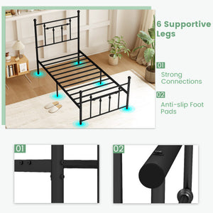 Full/Queen/Twin Size Heavy-duty Metal Bed Frame with Headboard-Twin Size