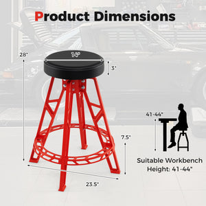 Heavy-Duty Aluminum Garage Bar Chair with 360 ° Swiveling Seat-Red
