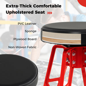 Heavy-Duty Aluminum Garage Bar Chair with 360 ° Swiveling Seat-Red
