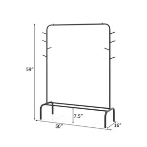 Heavy Duty Clothes Rack 50-Inch Wide Metal Garment Wardrobe Rack-Black