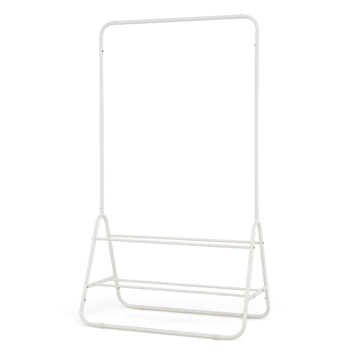 Heavy Duty Clothes Rack with Hanging Rod and Storage Shelves-White