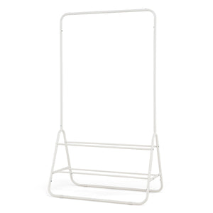 Heavy Duty Clothes Rack with Hanging Rod and Storage Shelves-White