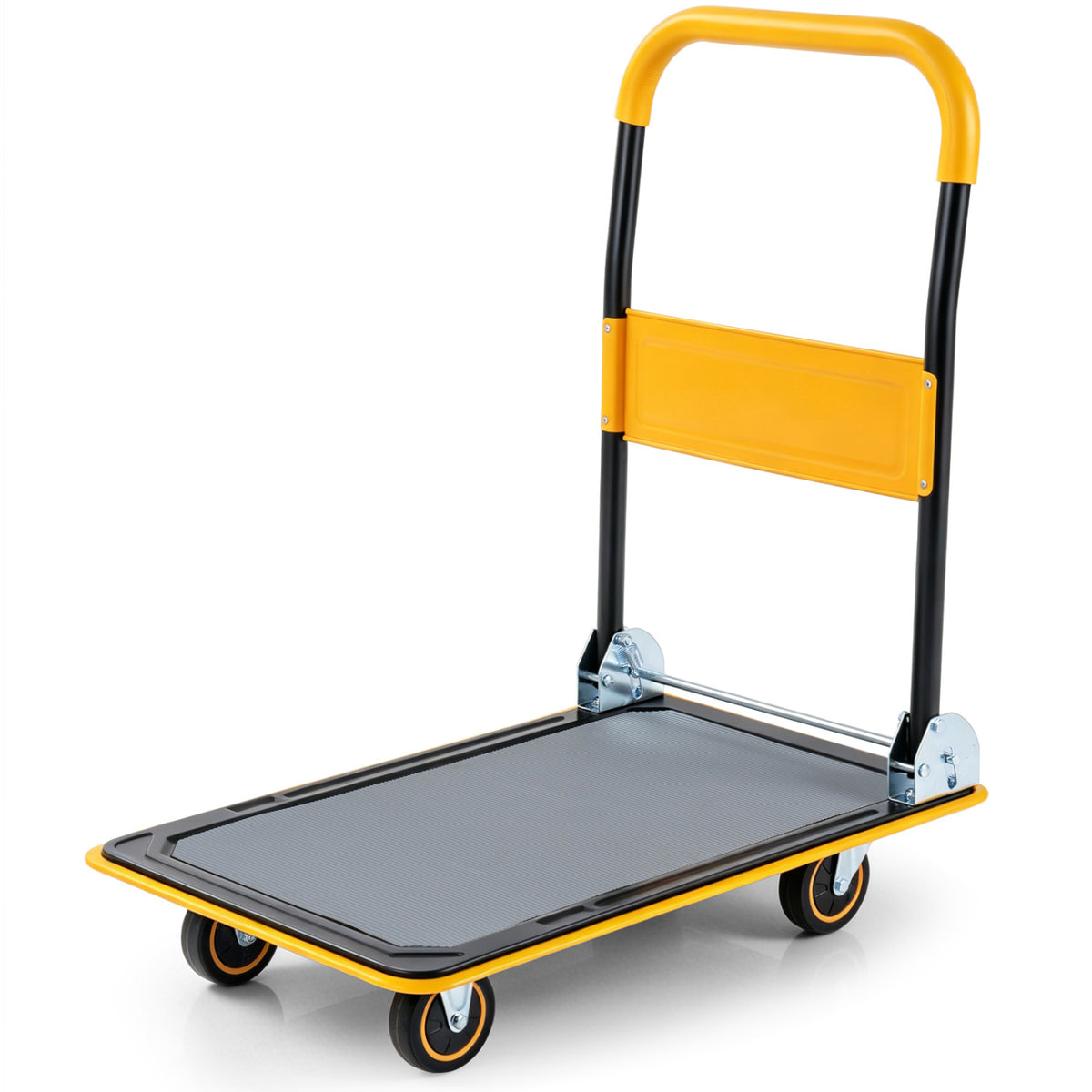 Heavy Duty Foldable Push Cart Dolly with 560 lbs Weight Capacity-Yellow