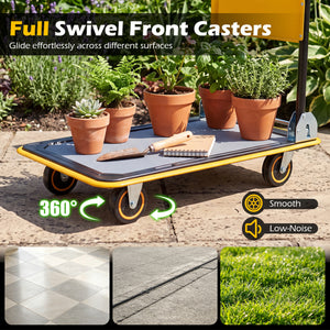 Heavy Duty Foldable Push Cart Dolly with 560 lbs Weight Capacity-Yellow