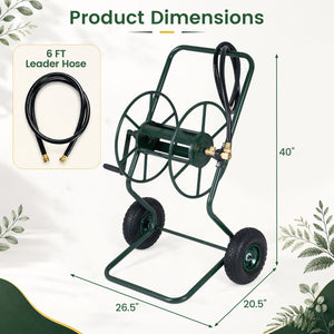 Heavy Duty Garden Hose Reel Cart Holds up to 300 FT of 5/8" Hose-Green