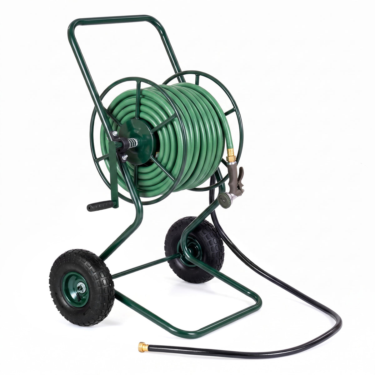 Heavy Duty Garden Hose Reel Cart Holds up to 300 FT of 5/8" Hose-Green