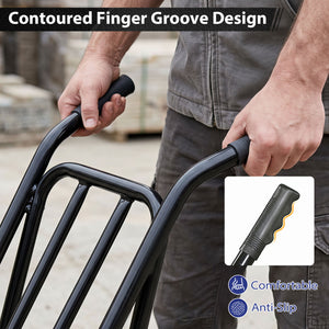 Heavy Duty Hand Truck Dolly with Dual Foldable Nose Plates-Black