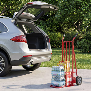 Heavy Duty Hand Truck Dolly with Dual Foldable Nose Plates-Red