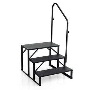 Heavy Duty Hot Tub Stair with Wide Anti-Slip Platforms for Porch and Mobile Home-Black