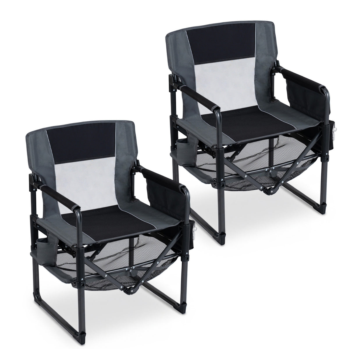 Heavy Duty Outdoor Camping Chair with Cup Holder and Bottle Opener-Black
