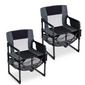 Heavy Duty Outdoor Camping Chair with Cup Holder and Bottle Opener-Black
