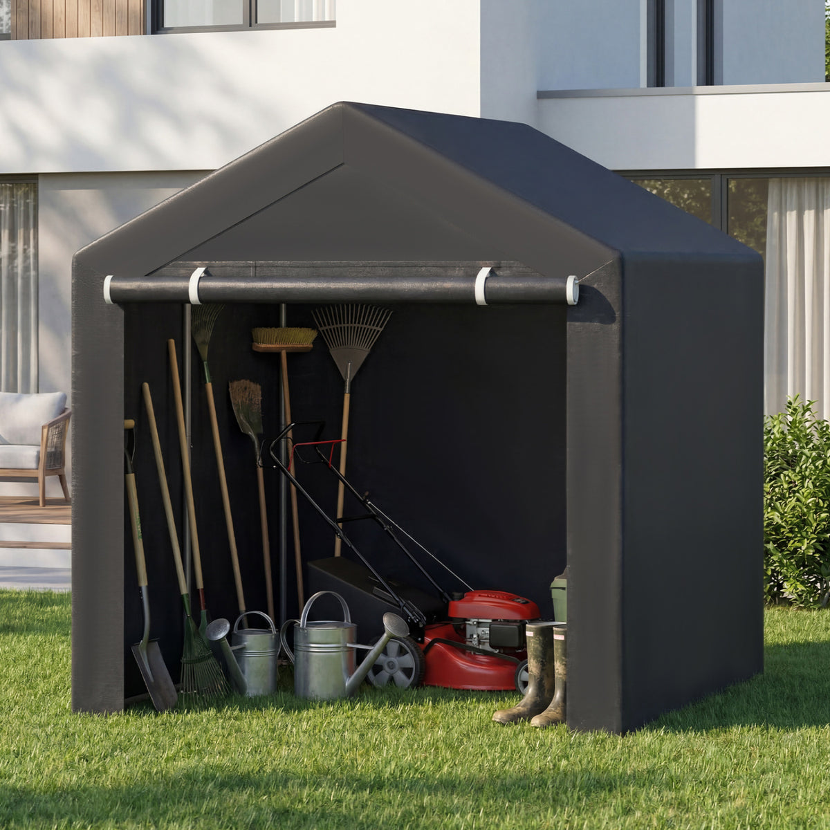 Heavy-Duty Portable Storage Shed with Roll-up Zipper Door-L