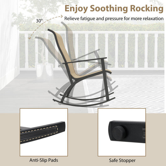 2-Person Patio Garden Bench with High Back and Armrests-Coffee