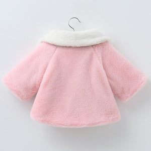 Princess Baby Girls Winter Thick Bownot Cloak Coat Flower for Childre With Flowers
