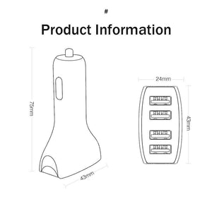 30W 4 Ports Car Charger Quick Charge 3.0 Dual USB Adapter Fast Charging For Smartphones Car-Charger Gadgets