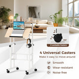 Height-adjustable Mobile Standing Desk with Split Top and Adjustable Angle-Natural