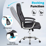 Height Adjustable Big and Tall Office Chair Computer Desk Chair with Metal Base-Black