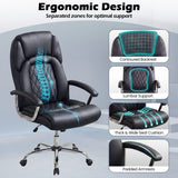 Height Adjustable Big and Tall Office Chair Computer Desk Chair with Metal Base-Black