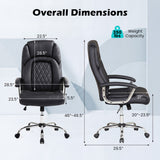 Height Adjustable Big and Tall Office Chair Computer Desk Chair with Metal Base-Black