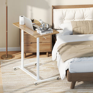 Height Adjustable Computer Desk Sit to Stand Rolling Notebook Table -Natural