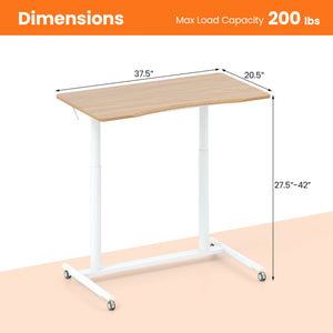 Height Adjustable Computer Desk Sit to Stand Rolling Notebook Table -Natural