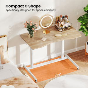 Height Adjustable Computer Desk Sit to Stand Rolling Notebook Table -Natural