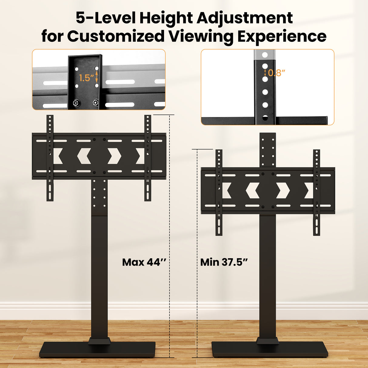 Height Adjustable Floor TV Stand with AV Shelf for 32-70 Inch TVs