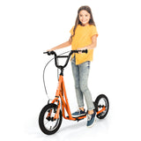 Height Adjustable Kid Kick Scooter with 12 Inch Air Filled Wheel-Pink
