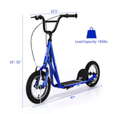 Height Adjustable Kid Kick Scooter with 12 Inch Air Filled Wheel-Navy