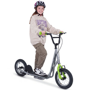 Height Adjustable Kid Kick Scooter with 12 Inch Air Filled Wheel-Grey