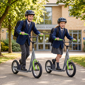 Height Adjustable Kid Kick Scooter with 12 Inch Air Filled Wheel-Grey