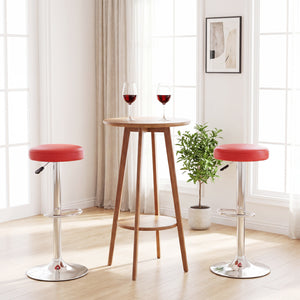 Height-adjustable Bar Stool with 360Â° Swivel for Kitchen & Dining-Red