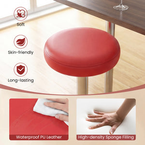 Height-adjustable Bar Stool with 360Â° Swivel for Kitchen & Dining-Red