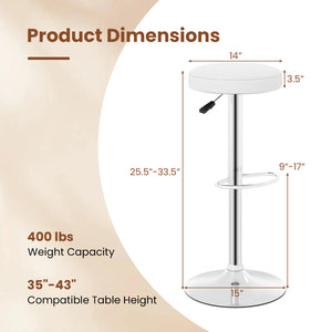 Height-adjustable Bar Stool with 360Â° Swivel for Kitchen & Dining-White
