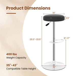 Height-adjustable Bar Stool with 360Â° Swivel for Kitchen & Dining-Black
