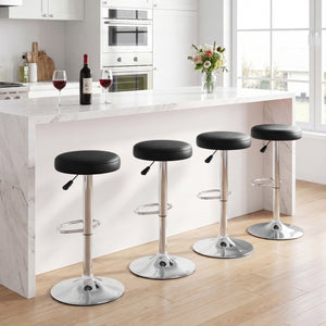 Height-adjustable Bar Stool with 360Â° Swivel for Kitchen & Dining-Black