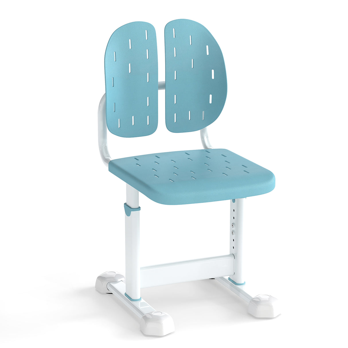 Height-adjustable Kid's Study Chair with Double Back Support and Breathable Seat for 3+ Years Old-Blue