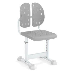 Height-adjustable Kid's Study Chair with Double Back Support and Breathable Seat for 3+ Years Old-Gray