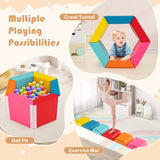 Hexagon Kids Ball Pit Foam Climbing Exercise Mat with Detachable PU Covers-Multicolor
