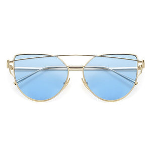 NEW  Stevvex Designer Cat eye Sunglasses For Women and Ladies in Vintage Metal Reflective Glasse Mirror Retro Oculos De Sol Gafas Style With UV 400 Protection