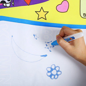 1-6 Years Children Kids Baby Drawing  Educational Water Mat Drawing Painting Toddler Board/ Charpet With Magic Water Pen Gift 45.5 X 29cm (White)