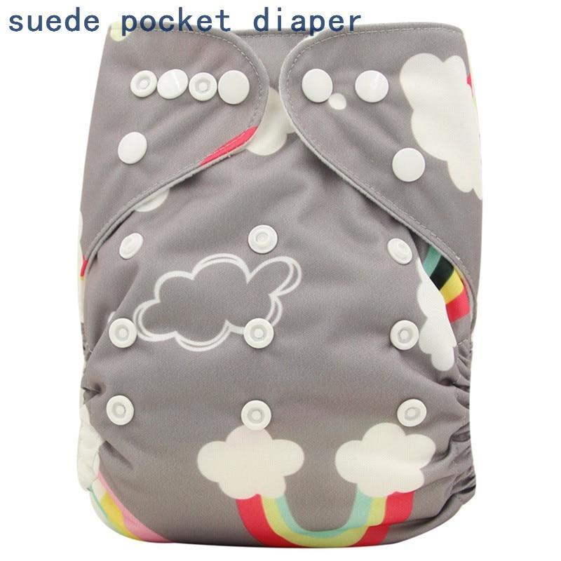 Newborn Cloth Diaper Sewed in Charcoal Bamboo Insert and Suede Pocket Diapers Waterproof Baby Nappies Design for Baby