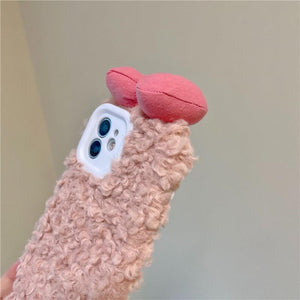 Fluffy Warm Cover Case For Iphone 13 12 11 Pro Xs Max X Xr Cases 3D Cartoon Bow Ear Furry Fluffy Warm Case For Iphone 7plus 8plus 12pro Phone Case