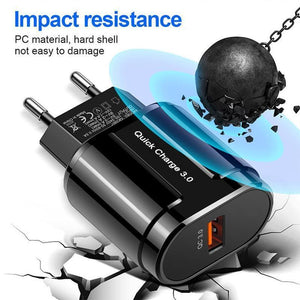Fast Portable Quick 3.0 USB Charging Powerful Charger EU US Wall Mobile Phone Charger Adapter