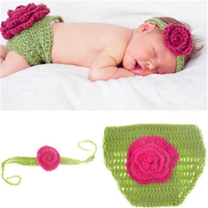 Knitting Baby Hat Newborn Photography Props Cute Children Pajamas Set For Girls And Boys