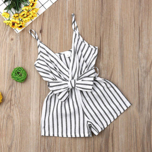 Modern Elen+gant Newborn Baby Girl Clothes Sleeveless Striped Bowknot Strap Romper Jumpsuit One-Piece Outfit For Girls